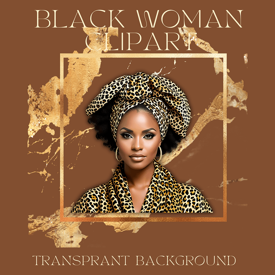 Cute Clipart of African American Young Ladies in Leopard Print Head Wraps product image (2)