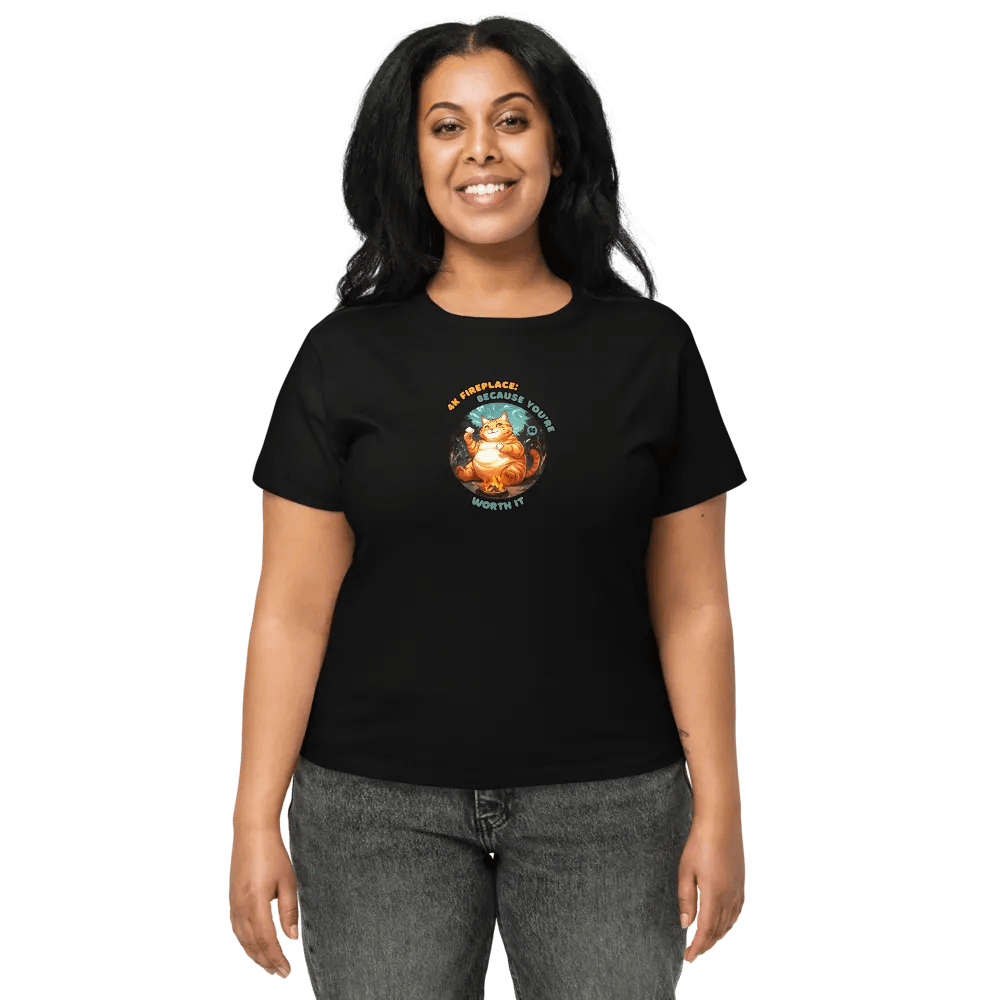 Cozy Cat - 4K Fireplace: Because You're Worth It | High Waisted Tee product image (3)