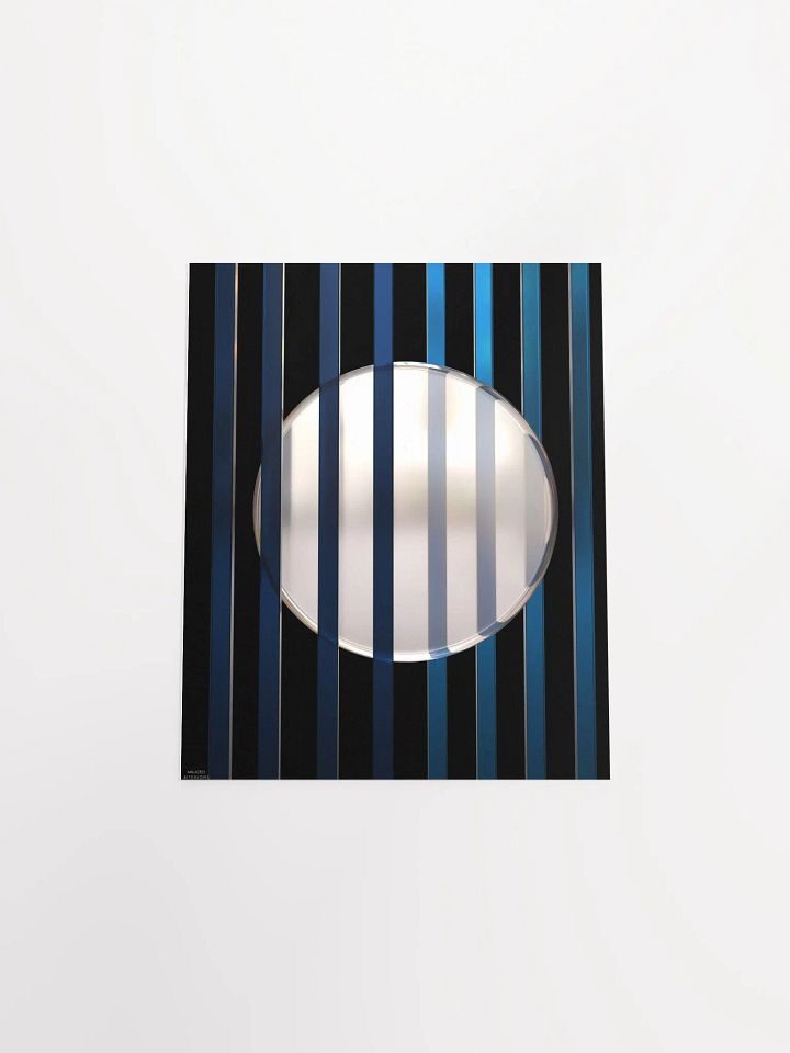 Minimalist 3D Digital Art | Blue Lines White Circle on Black Background product image (1)