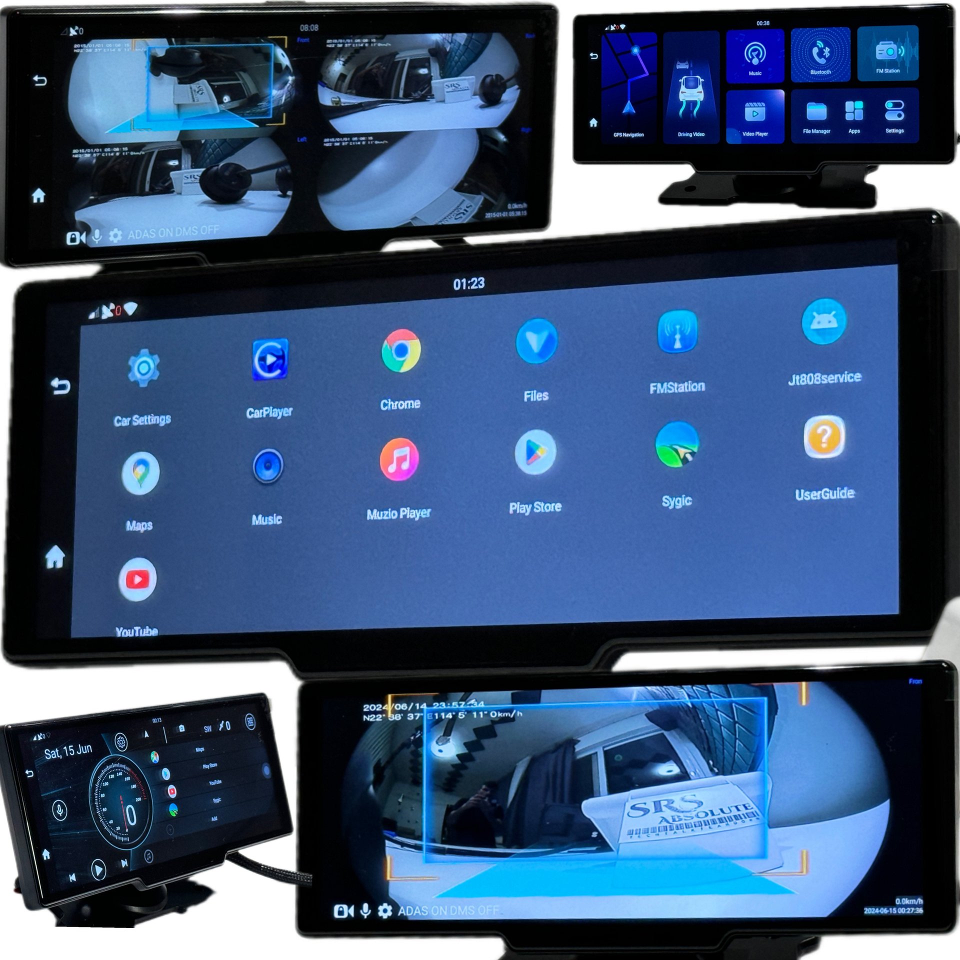 SRS ABSOLUTE 4CH 4G Smart 360° Dash Cam| Android| ADAS DMS| 24x7 Remote Audio/Video/GPS Monitor/Call/SOS| BT WIFI HotSpot|Motion/G-Sensor| Maps-Apps-PlayStore MicroSD Support|Steering Control|Rev Park product image (3)