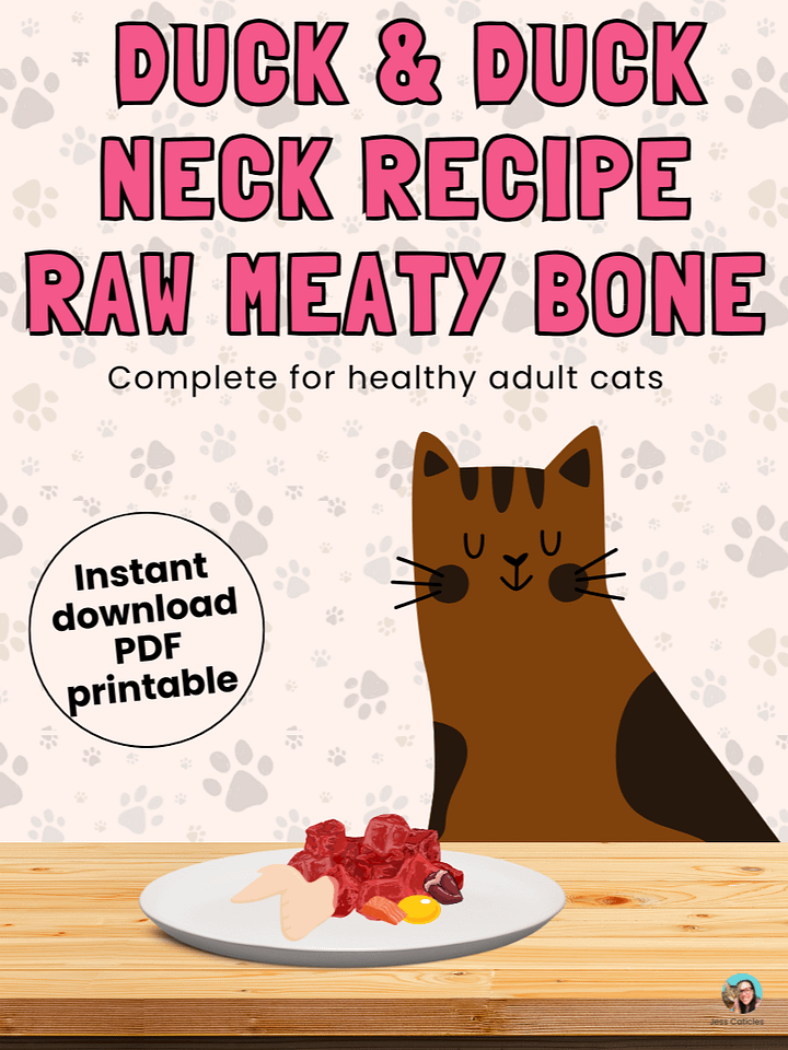 Duck & duck necks raw meaty bones cat food recipe ~ 1 recipe for adult cats product image (1)