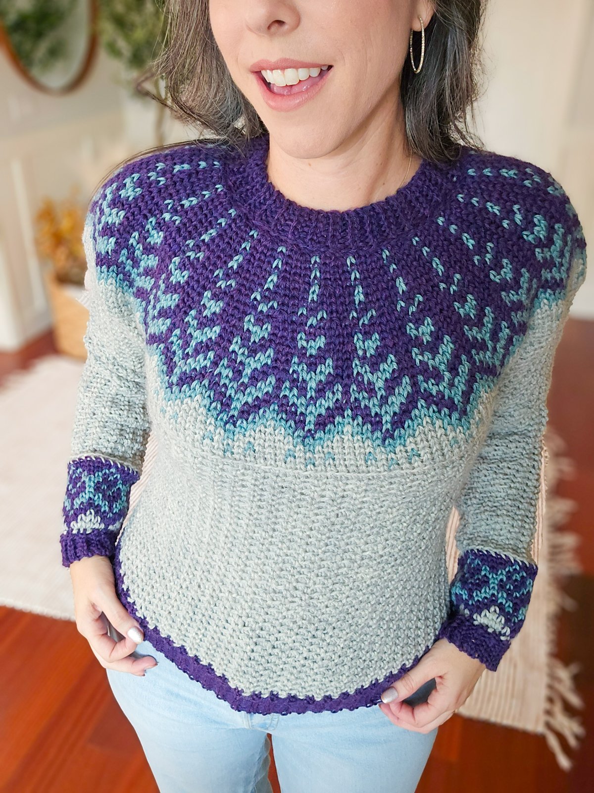 Pine Fair Isle Crochet Sweater Pattern product image (6)