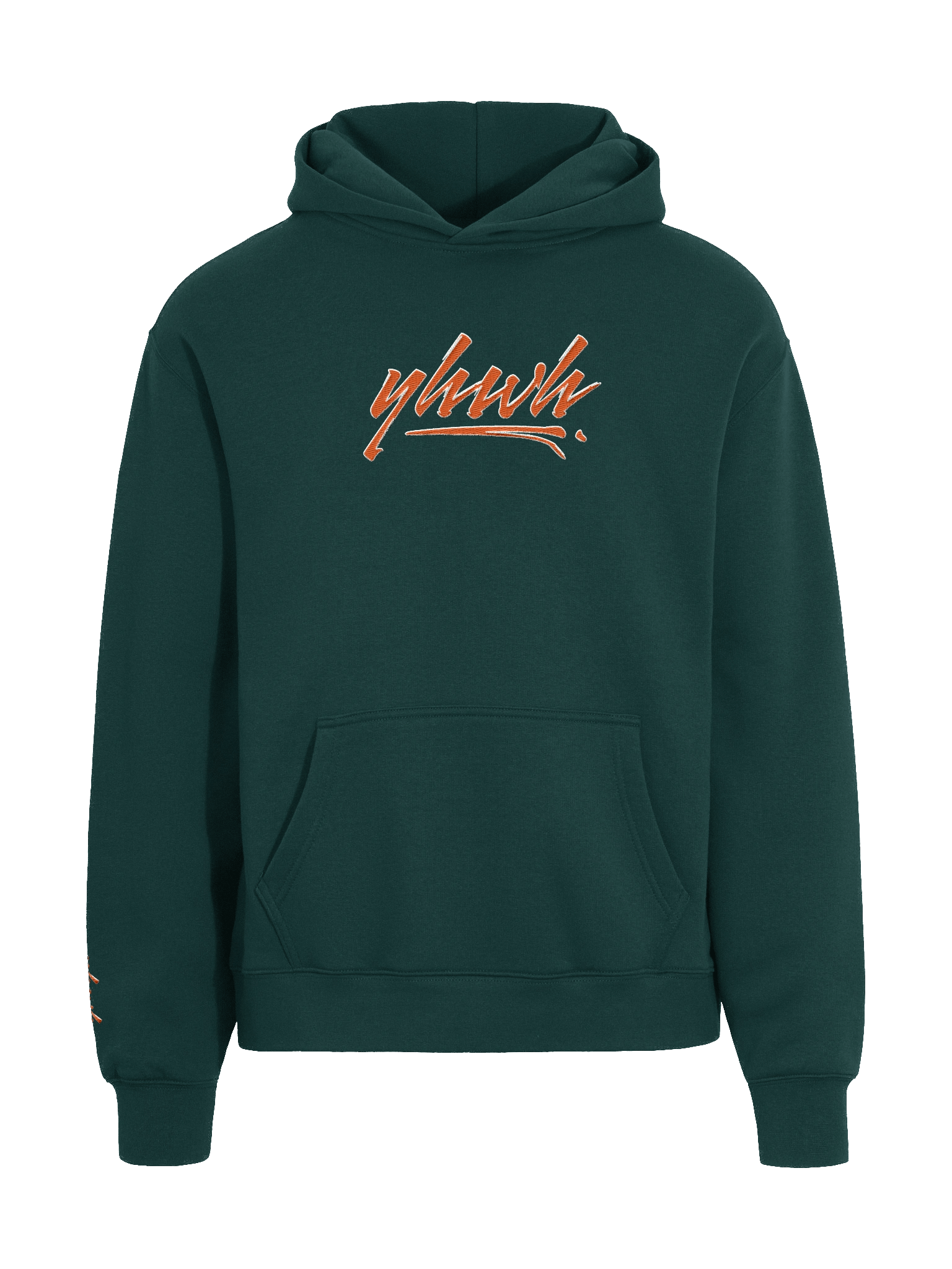 YHWH - PREMIUM OVERSIZED Embroidered Hoodie Orange on Green product image (2)