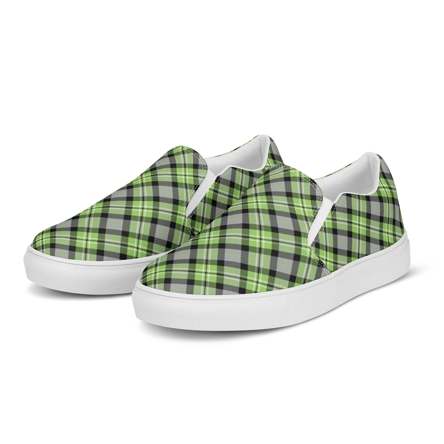 Light Green and Gray Plaid Women's Slip-On Shoes product image (3)