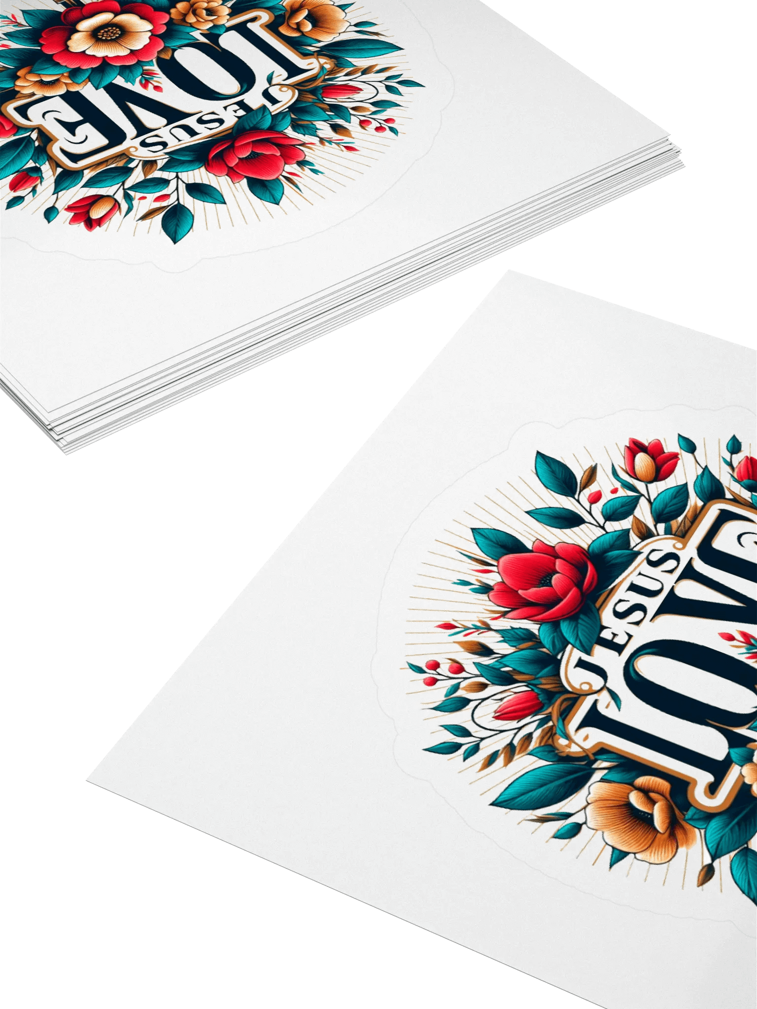 Floral Jesus Charm Kiss Cut Stickers. product image (4)