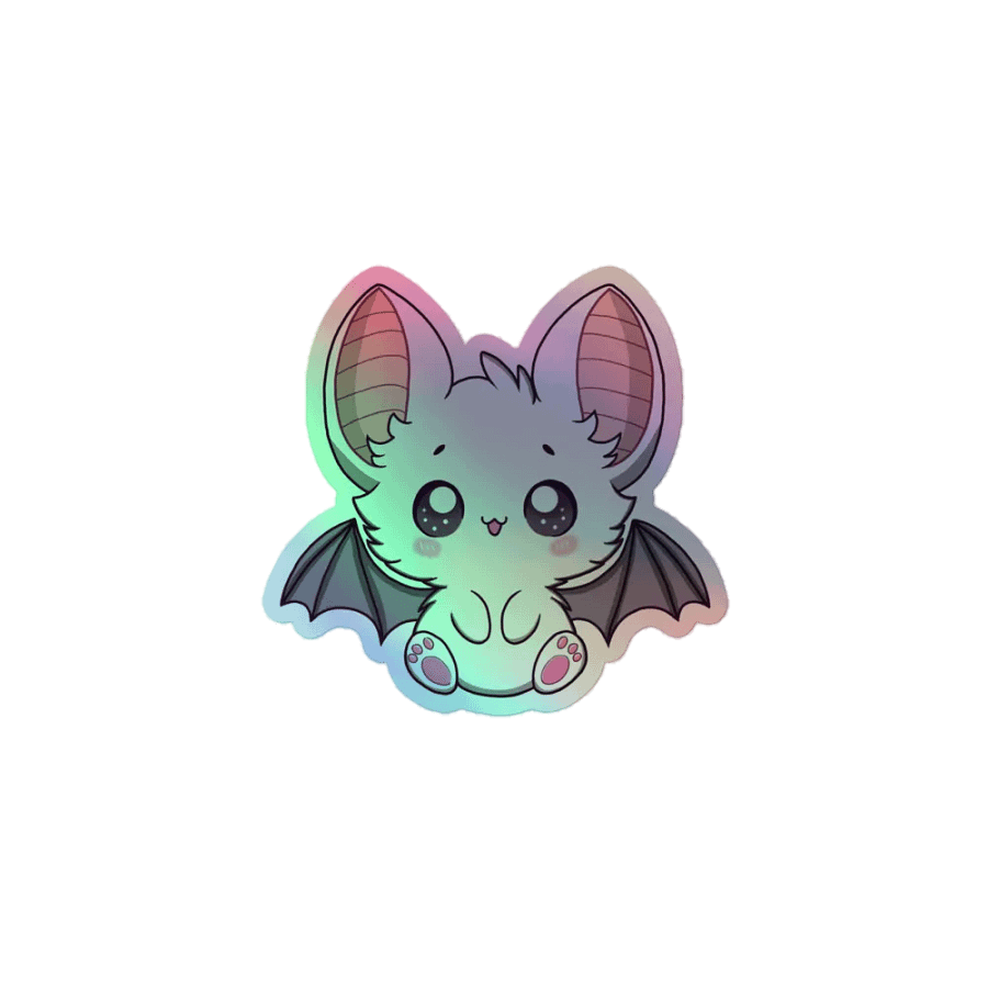 Whimsical White Bat Holographic Sticker Set product image (1)