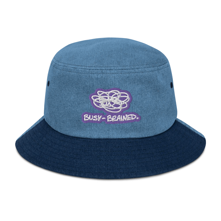 BUSY-BRAINED (purple bubble design 2) denim bucket hat product image (1)