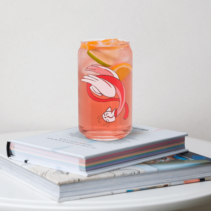 Calming Red Cat-Owl Can-Shaped Glass product image (9)