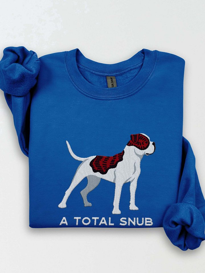 A Total Snub Sweatshirt (Embroidered) of an American Bulldog(Brindle & White) product image (1)