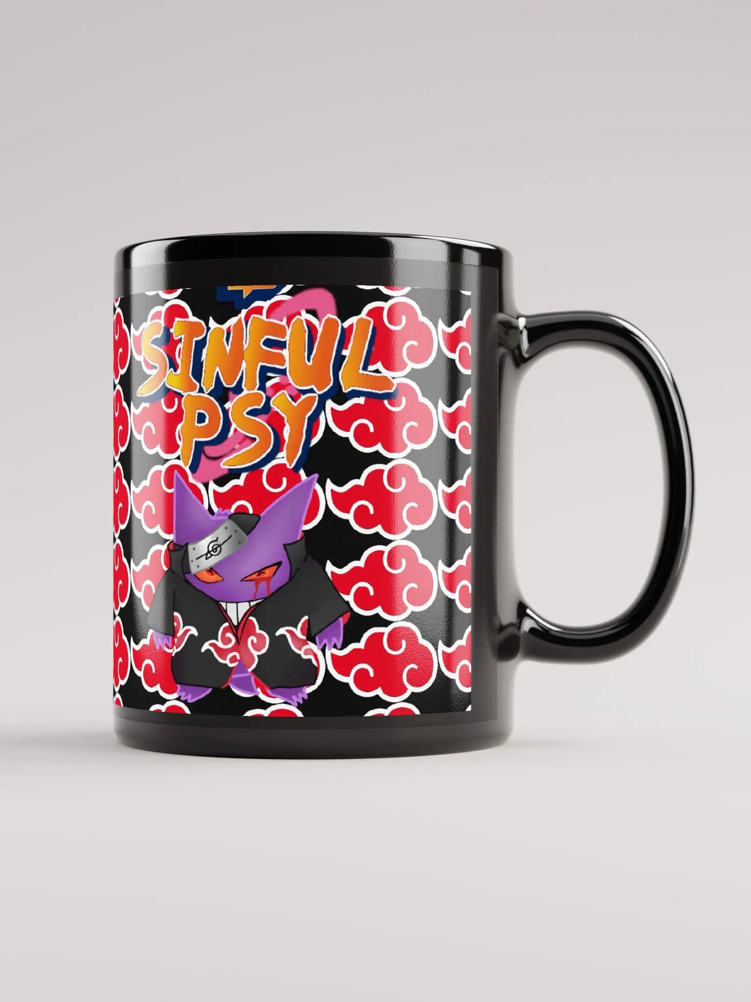 Gengar X Itachi Black Glossy Mug product image (1)