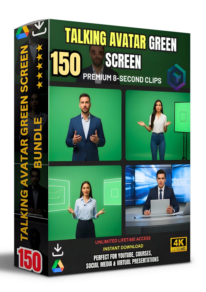 150 TALKING AVATAR GREEN SCREEN CLIPS BUNDLE FOR DYNAMIC VIDEO CREATIONS product image (1)