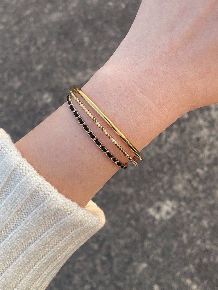 Gold Twist Double Layer Bracelet | 18K Gold Plated product image (3)