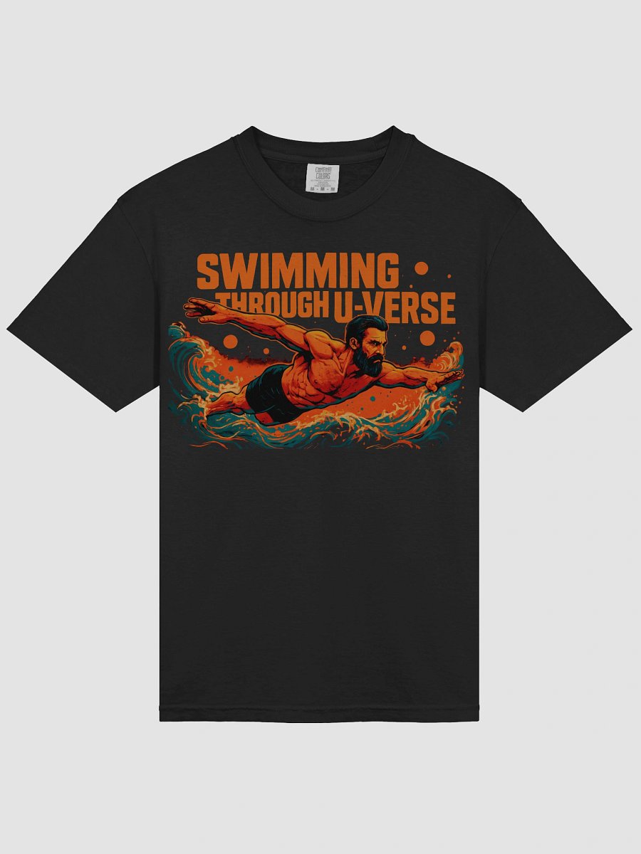 Orange-Hued Cosmic Journey: 'Swimming Through U-Verse T-Shirt product image (21)