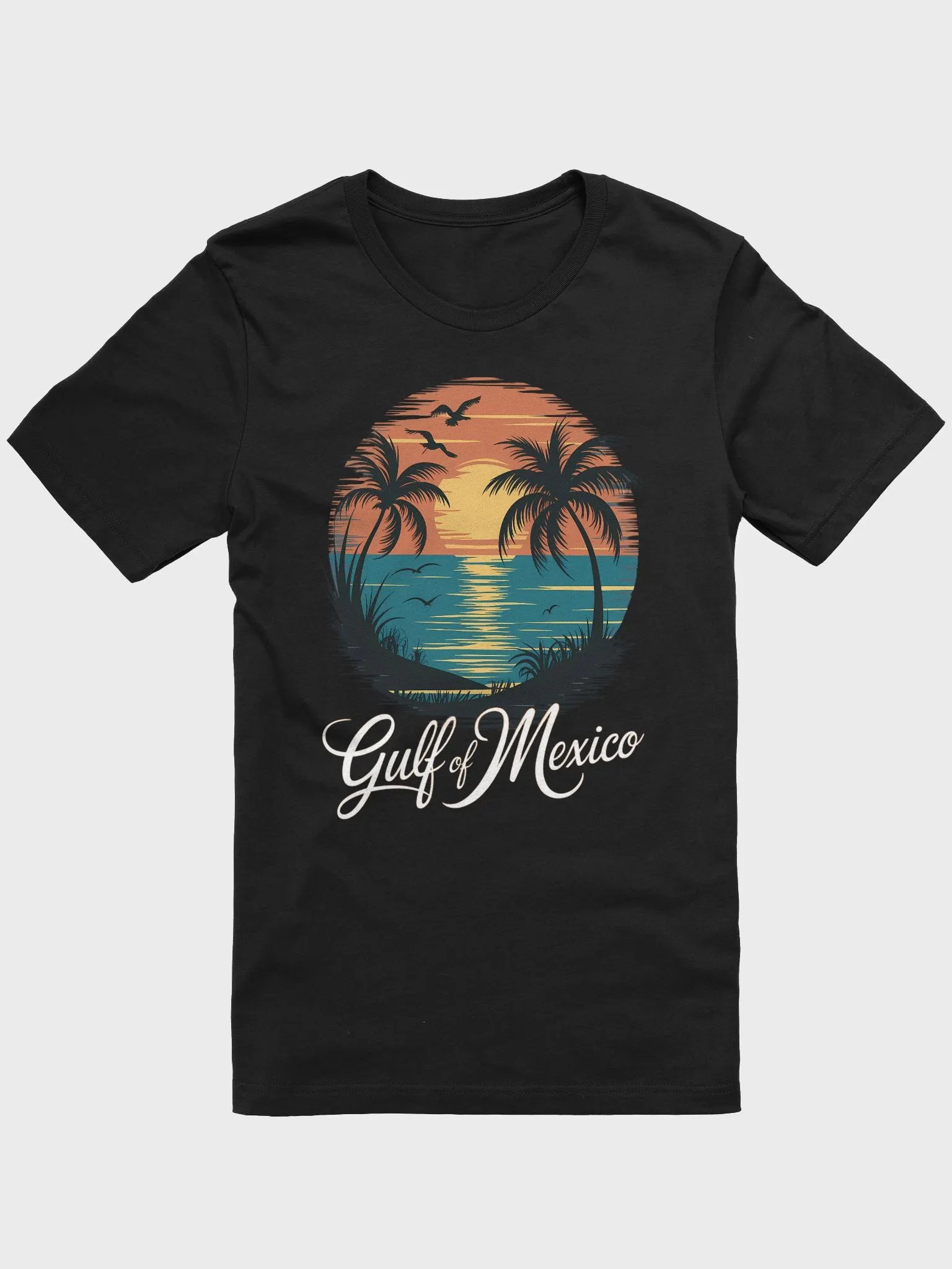 Vintage Gulf of Mexico Sunset T-Shirt – Tropical Beach Palm Tree Graphic product image (1)