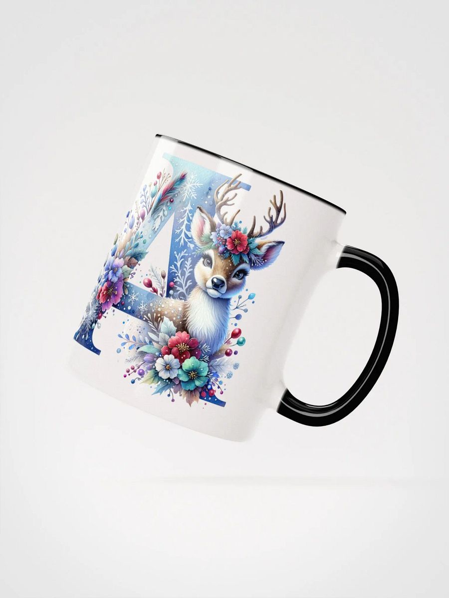 Letter A Christmas Winter Deer red, white and blue Ceramic Mug product image (3)