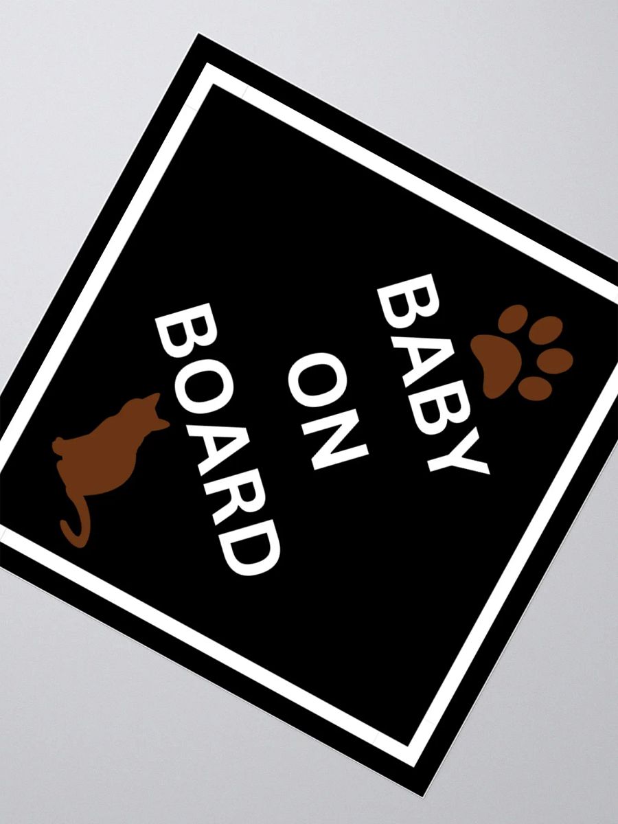 Cat Baby on Board Sticker - Brown on Black product image (4)