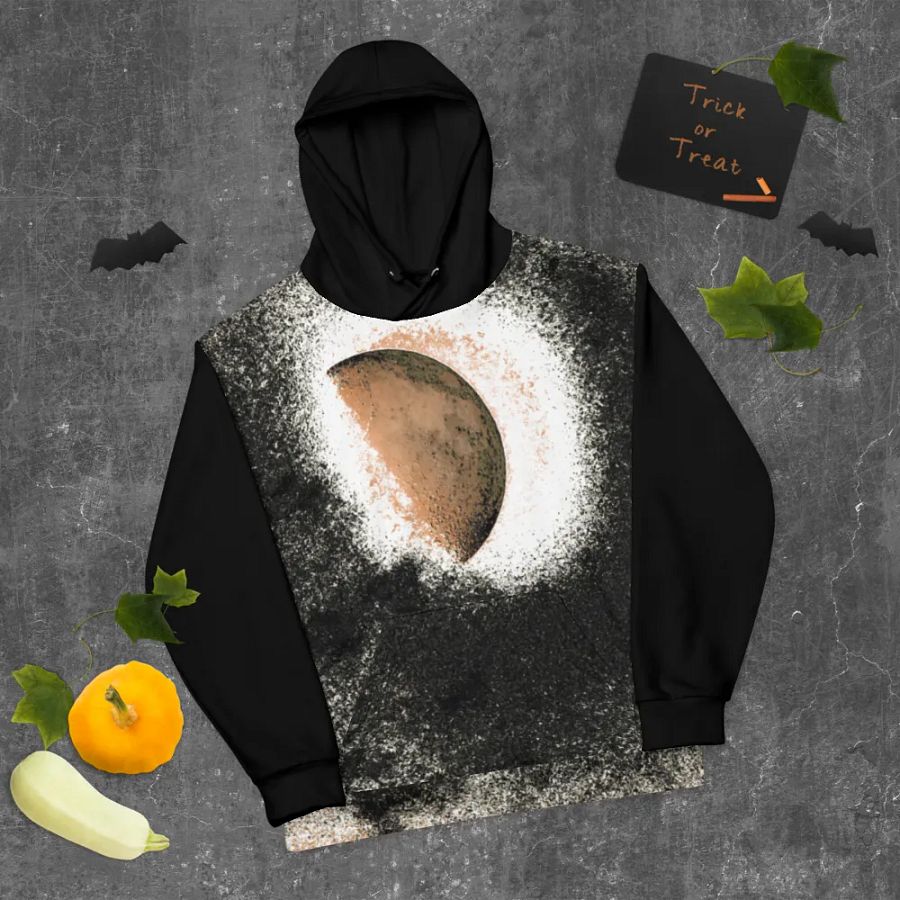 Abstract Textured Disintegrating Moon Unisex Pull Over Hoodie product image (10)