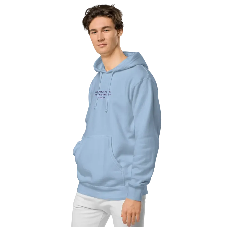 HEADPHONES ON (purple) embroidered pigment hoodie product image (5)