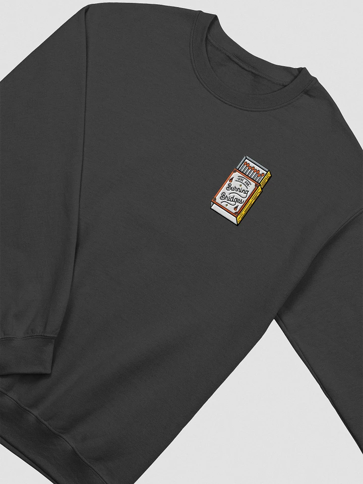Burning Bridges Embroidered Sweater (Pocket Side) product image (1)