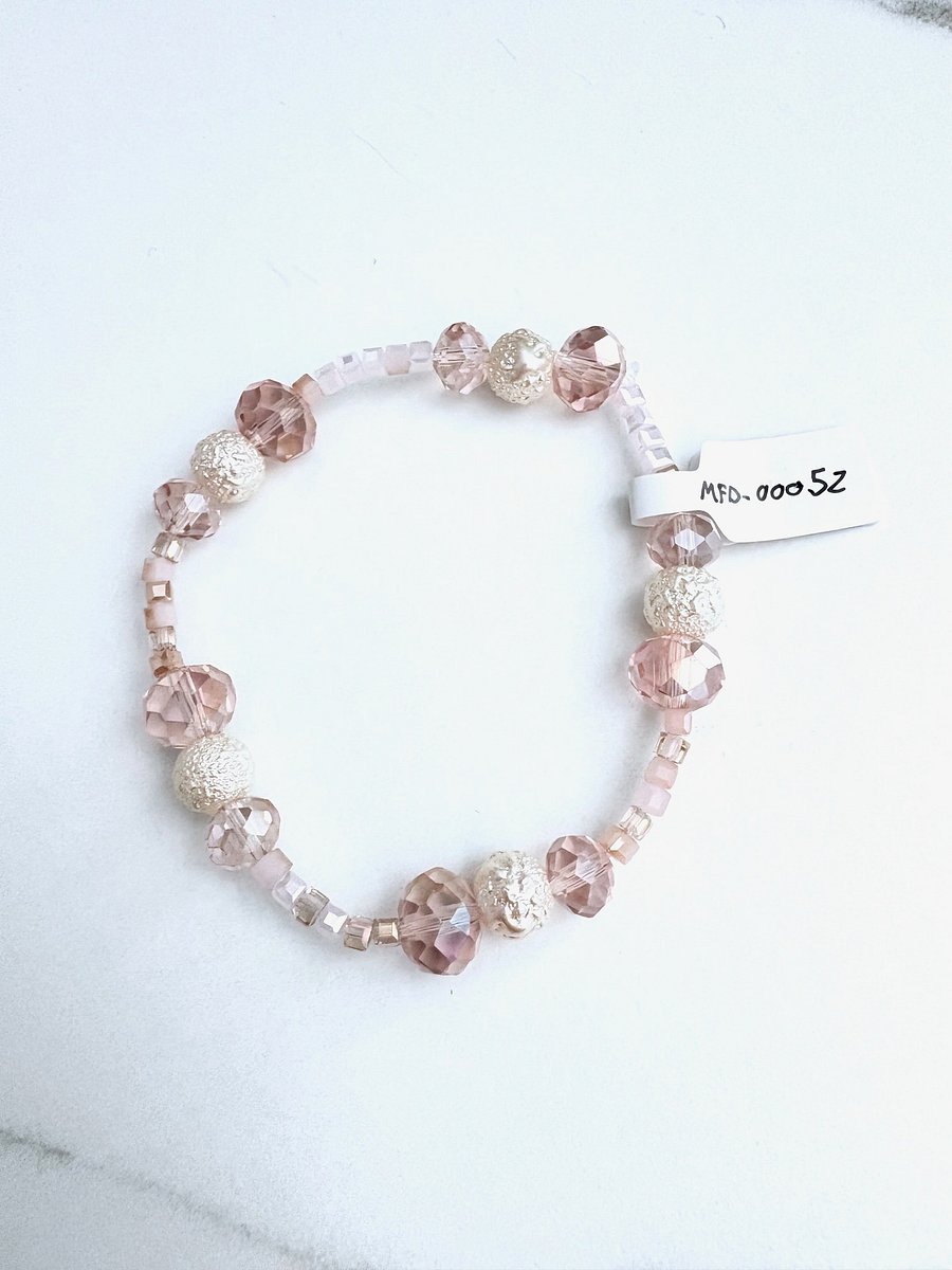 Blush Whisper | Faceted & Iridescent Bead Bracelet | Handmade 7" Coastal Charm | by Monique Faella Designs™ | MFD-00052 product image (7)