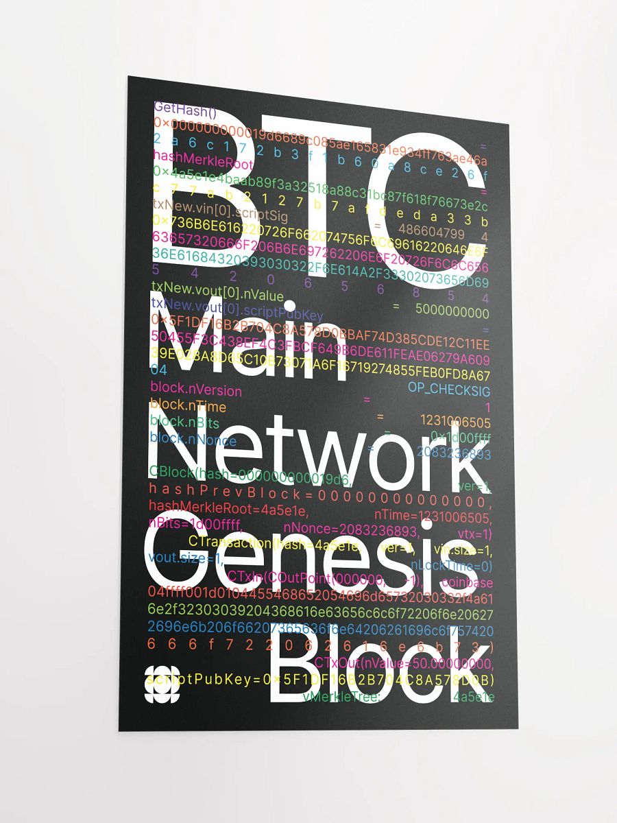 Bitcoin Genesis Block Poster (black) product image (2)