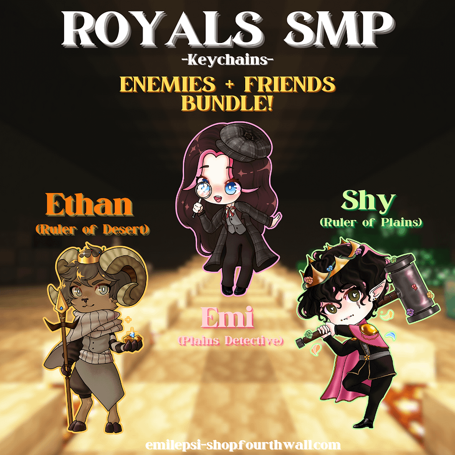 Enemies + Friends Royals SMP Keychain Bundle (Ethan, Emi, Shy) product image (1)