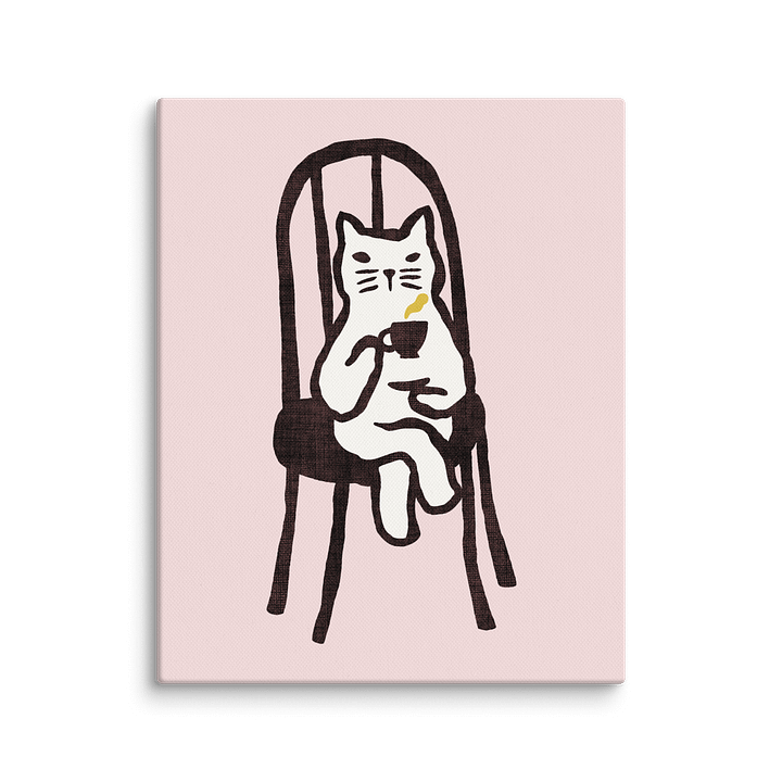 Afternoon tea with cat canvas art print product image (19)