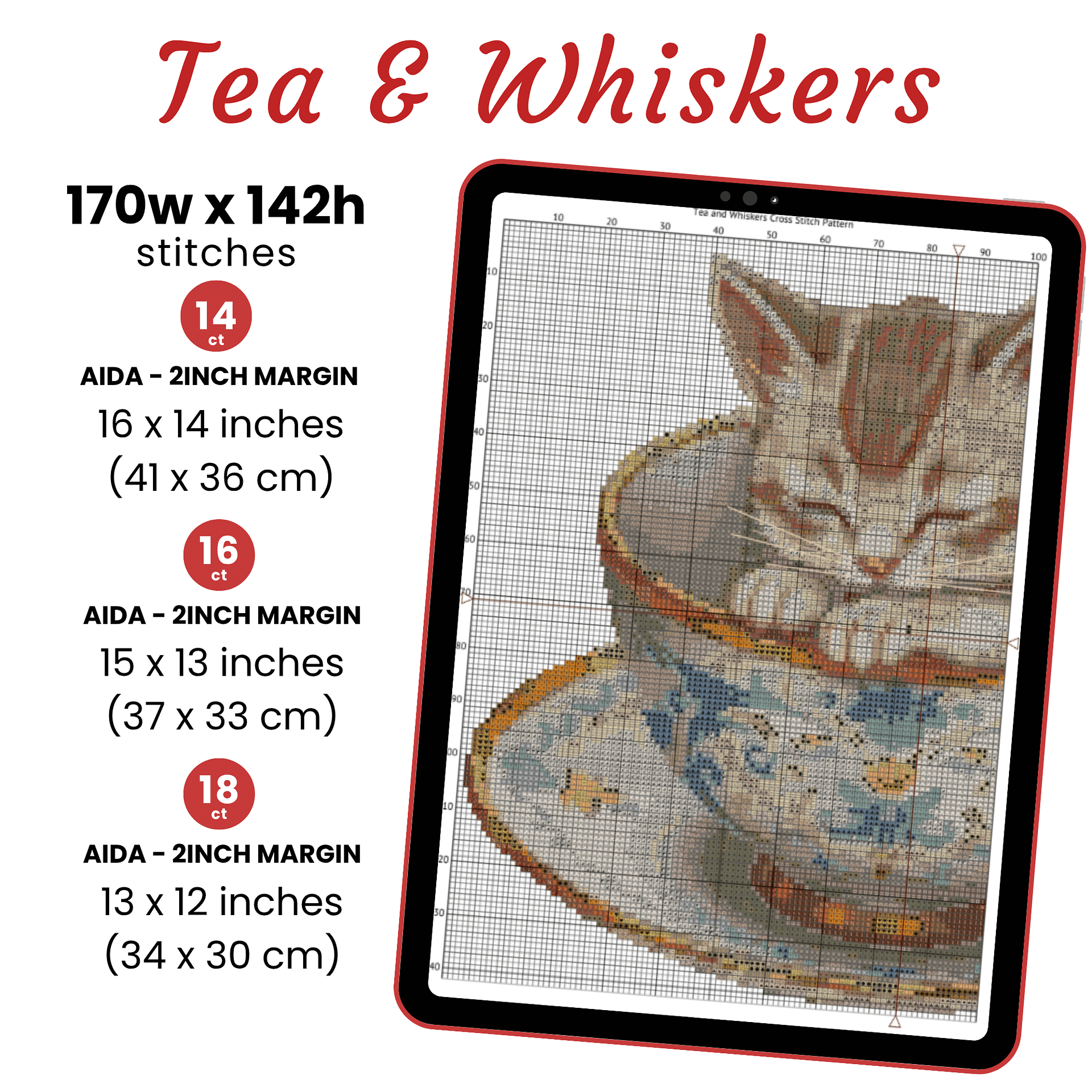Tea and Whiskers Cross Stitch Pattern product image (2)