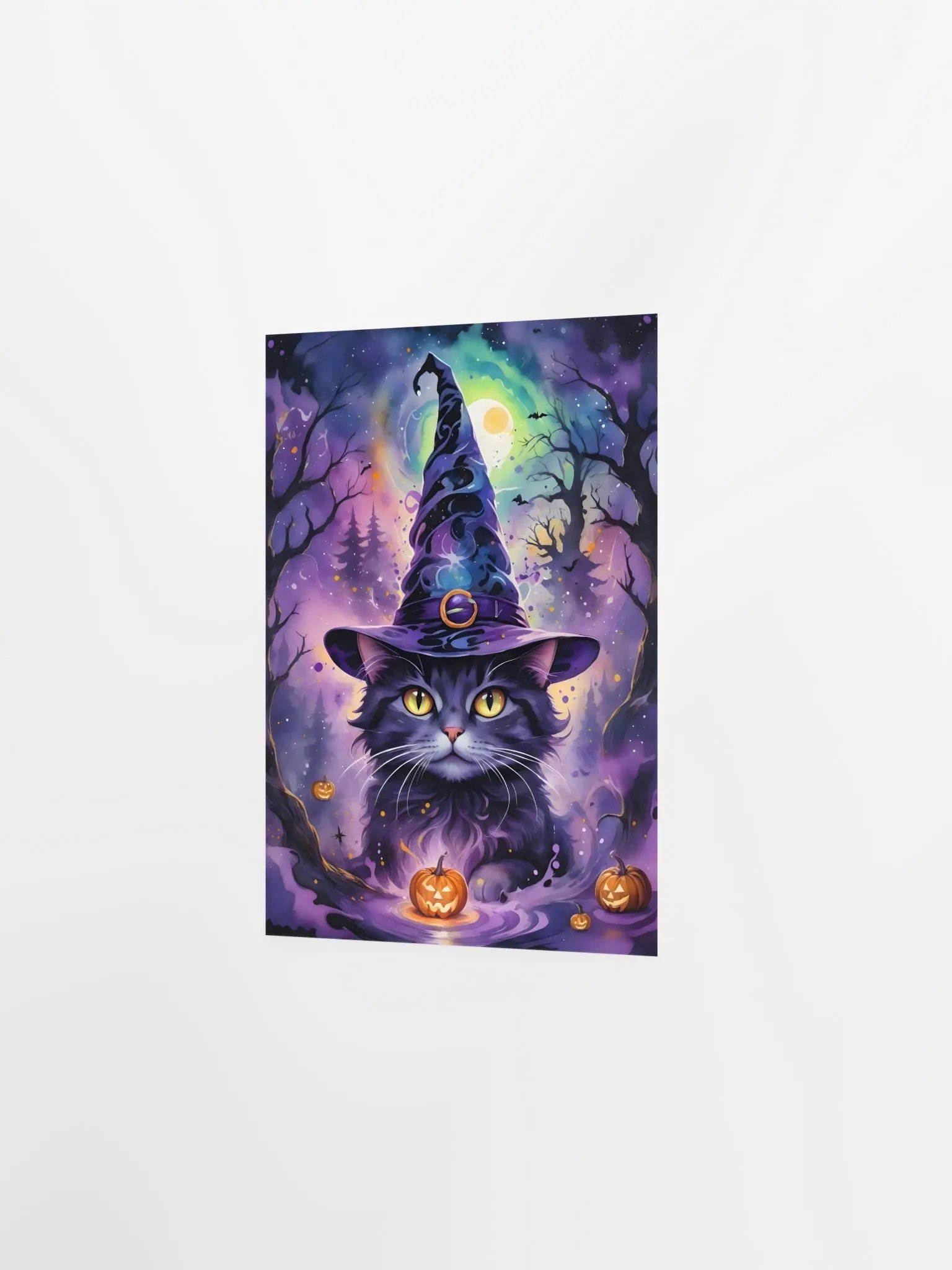 Fluffy Grey Cat Witch Poster product image (4)