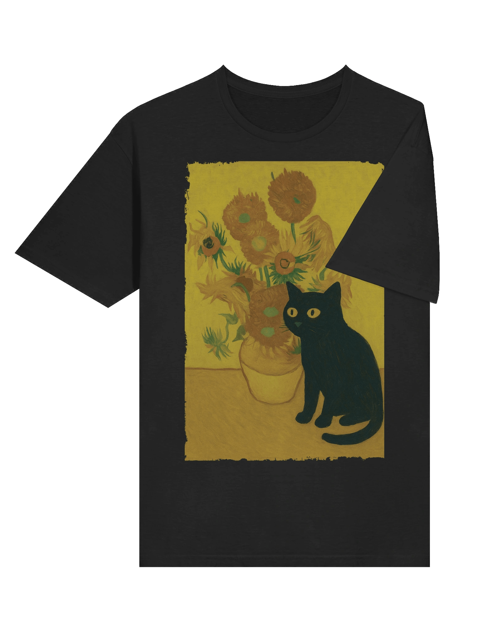 Van Gogh Sunflower Curious Cat T-Shirt product image (33)