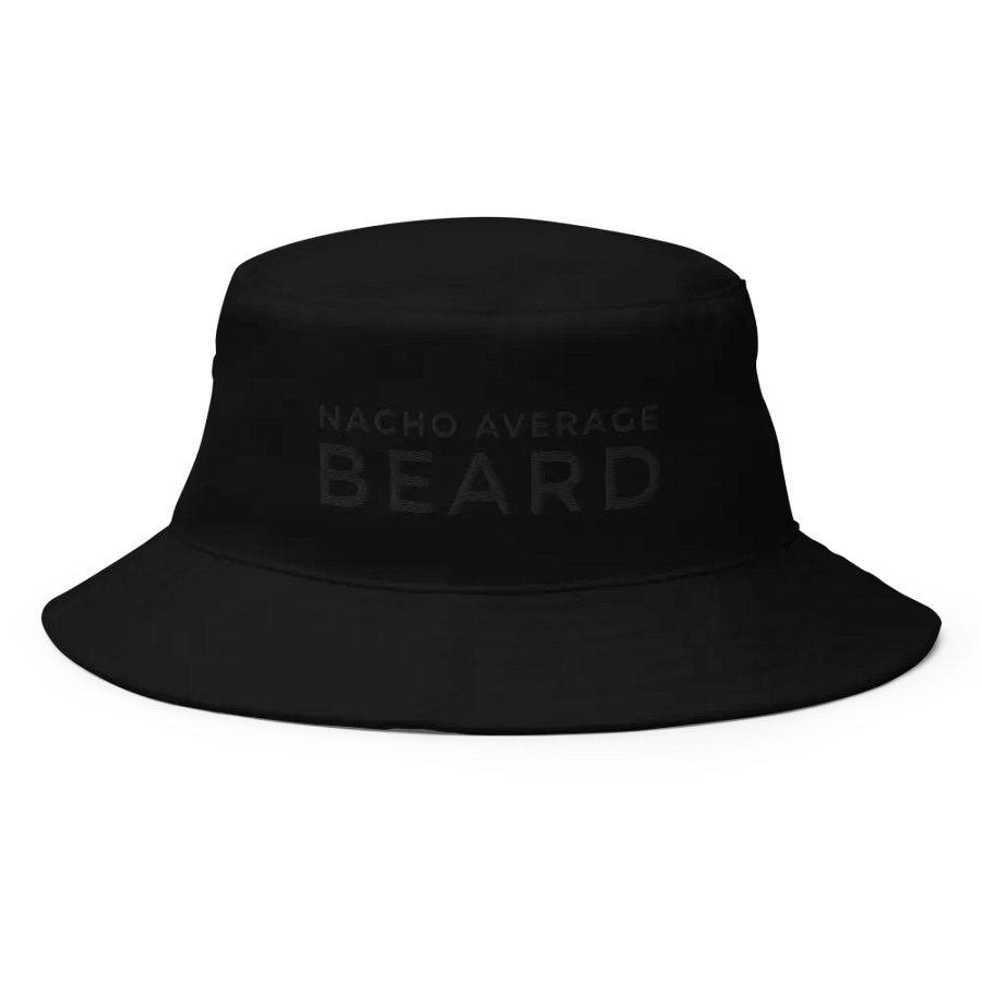 Nacho Average Beard Black Bucket Hat (Black Embroidery) product image (1)