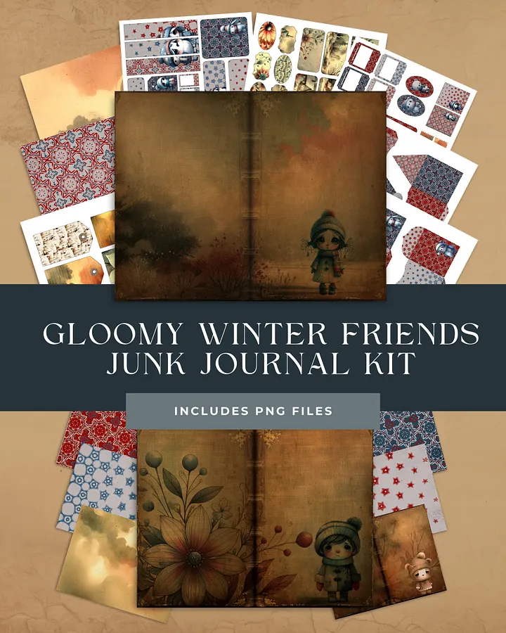 Gloomy Winter Friends Junk Journal Kit product image (1)