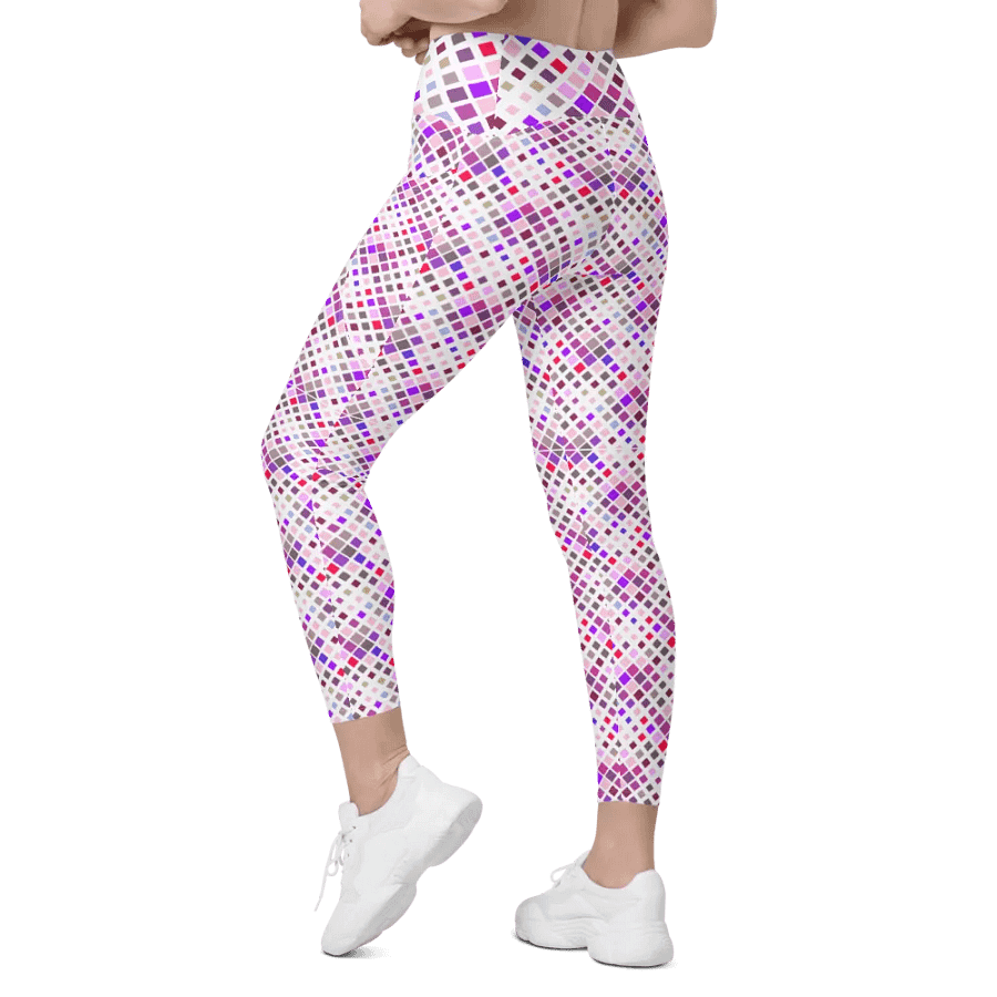 Colorful Square Pattern Design Leggings with Pocket - v2 product image (9)