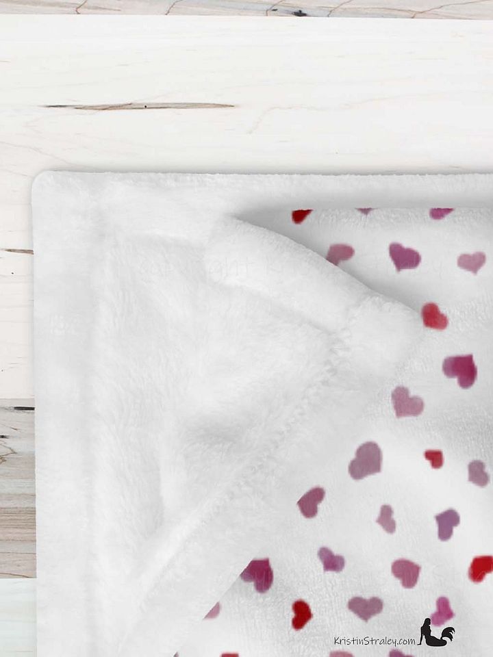 Pink Watercolor Hearts Fleece Throw Blanket product image (2)