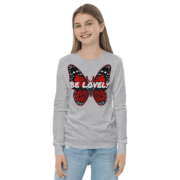 Be Lovely Butterfly Youth Long Sleeve T-Shirt Girl and Boy product image (21)