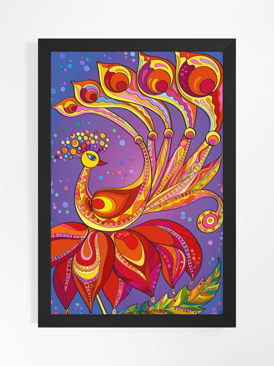Vibrant Peacock Dreams Framed Poster - Happy Bird product image (6)