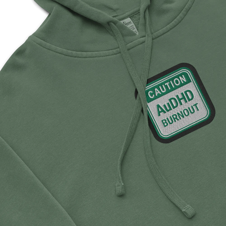 CAUTION: AuDHD BURNOUT embroidered pigment hoodie (green bubble design) product image (1)