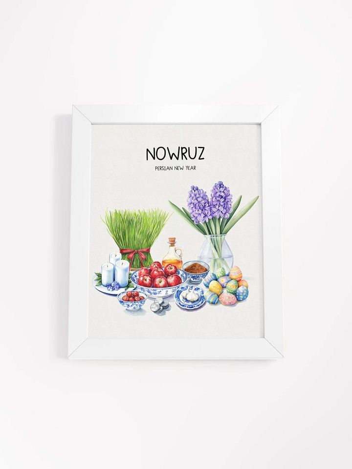 Nowruz Blessings Framed Poster, Nowruz Watercolor Art, Haft-sin Table, Persian New Year, Persian Art product image (57)