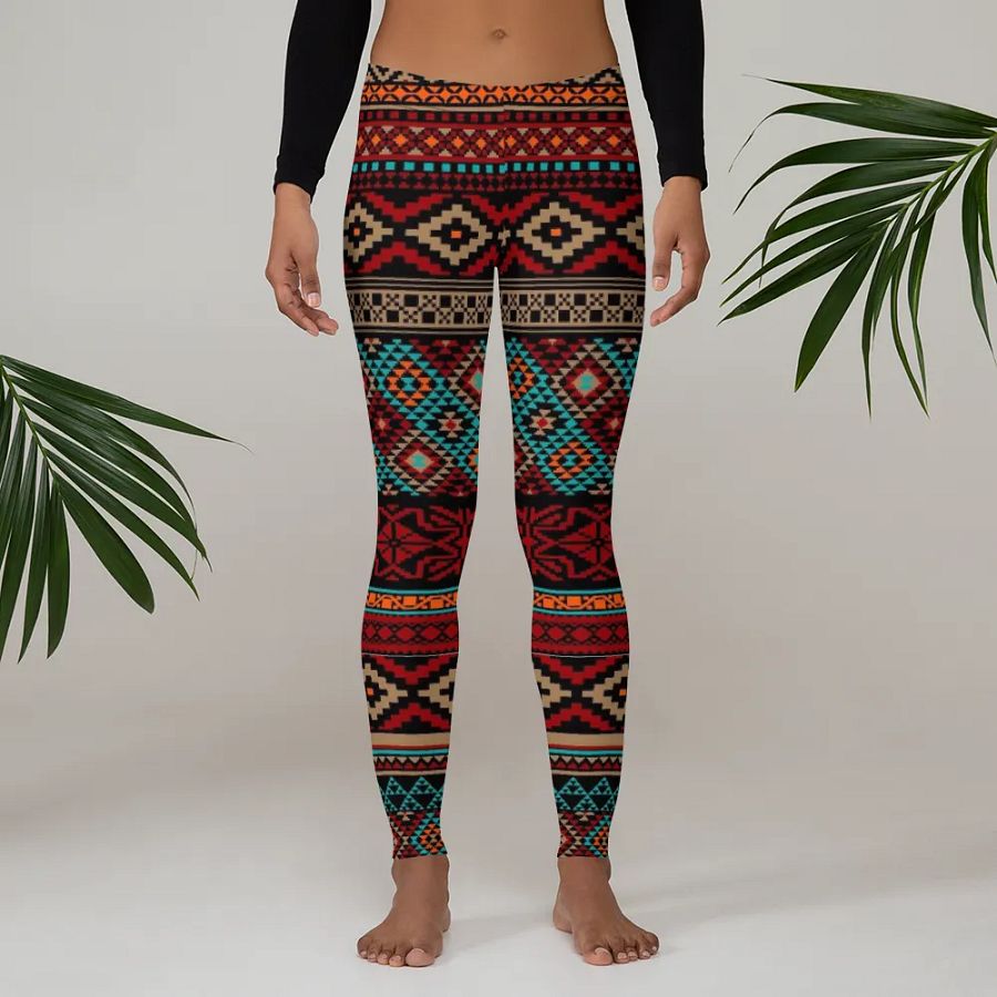 Boho Chic Aztec Print Leggings: Vibrant Southwestern-Inspired Women's Activewear product image (3)