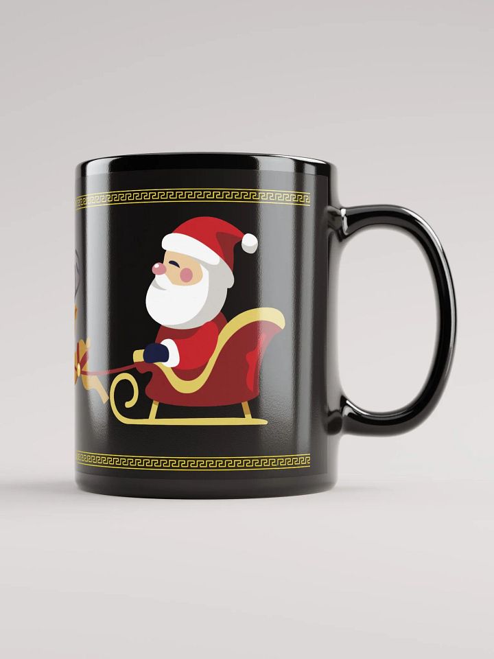 santa claus golden border shiny black mug product image (1)