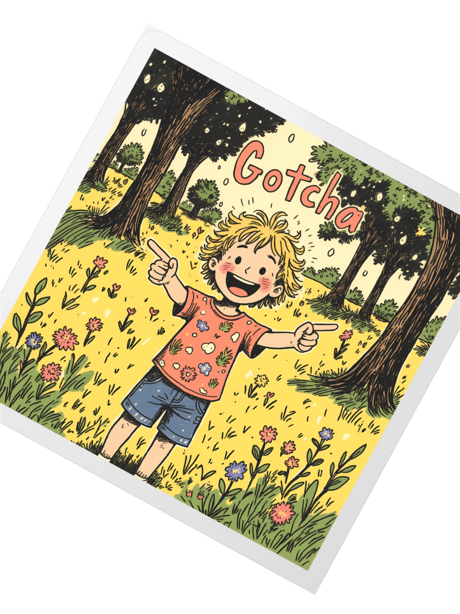 Gotcha! Playful Child – Whimsical Forest Sticker product image (6)