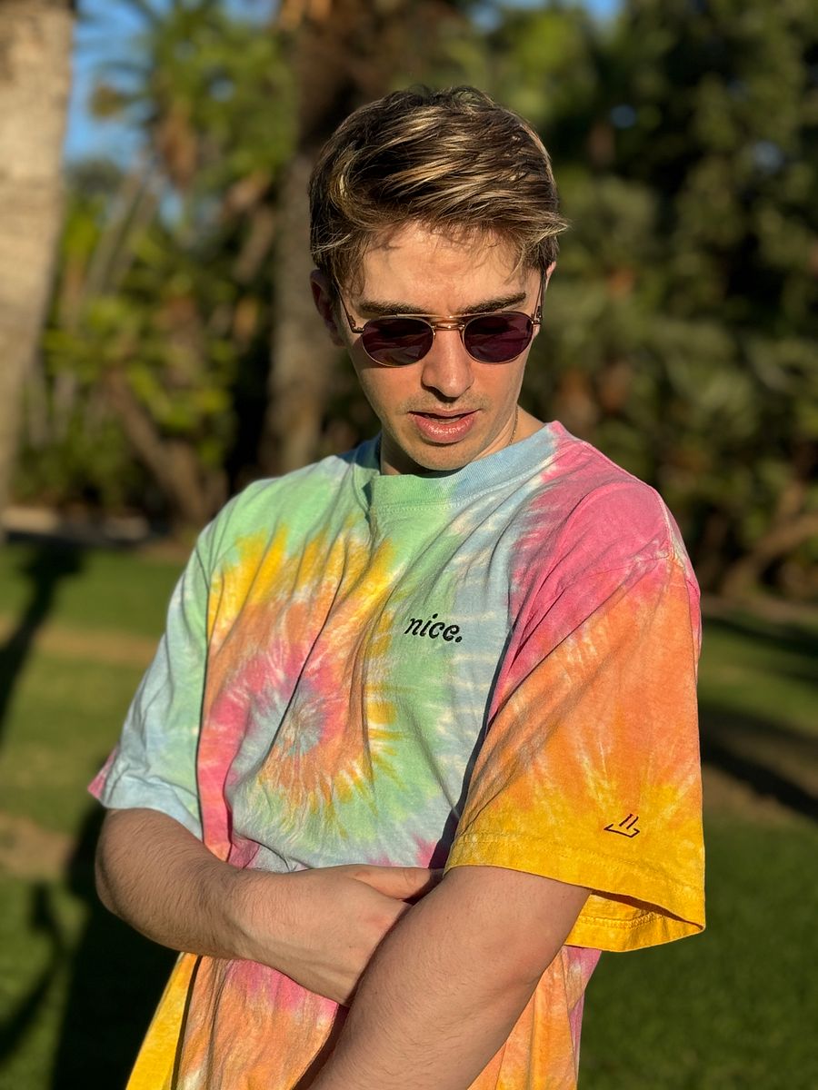 Nice. Embroidered Tie Dye Tee (Sherbet Rainbow) product image (6)