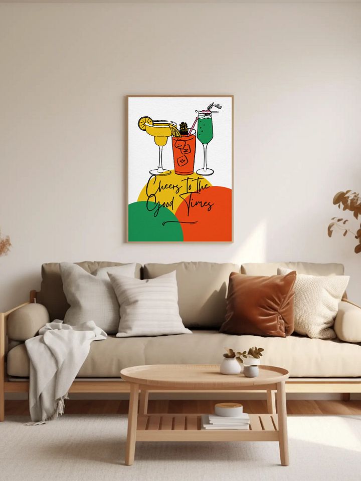 Cheers to the Good Times Cocktail Wall Art - Colorful Bar Decor, Modern Drink Print, Fun Kitchen or Home Bar Poster, Celebration Art product image (2)
