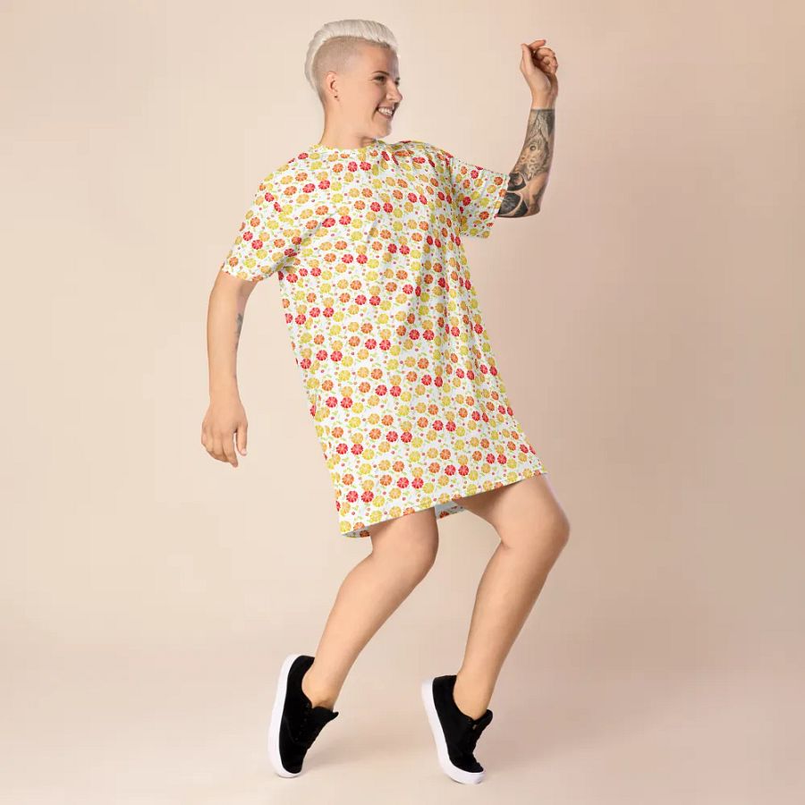 Orange Floral T-Shirt Dress product image (8)