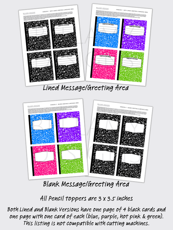 Notebook Pencil Toppers - Composition Notebook Printable product image (7)