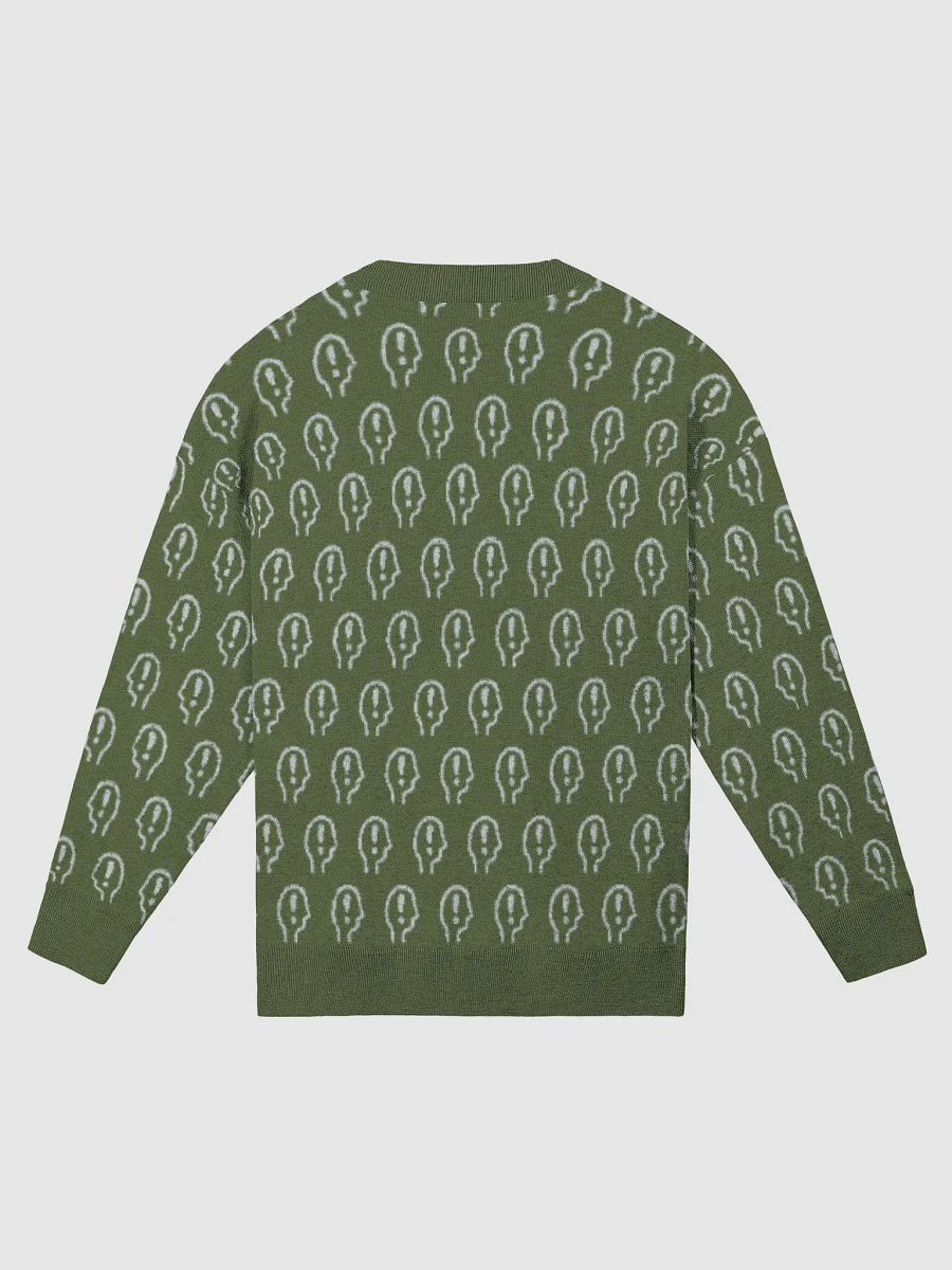 EXCLAIMING MENTALLY (repeating design, olive and light blue) relaxed knitwear crewneck product image (2)