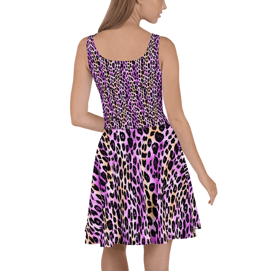 Purple Beige Leopard Skater Dress product image (4)