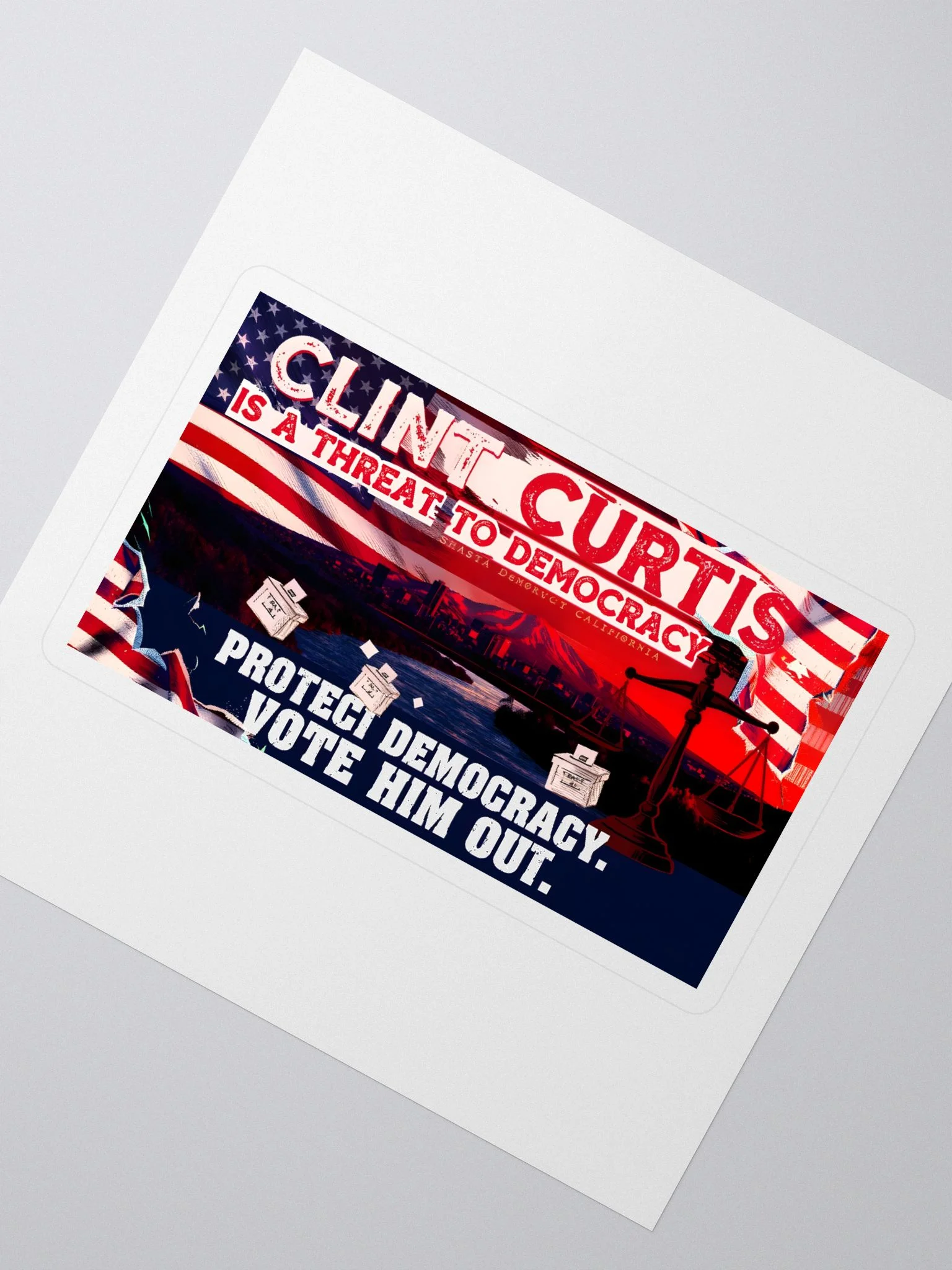 Clint Curtis is a Threat to Democracy Stickers product image (2)