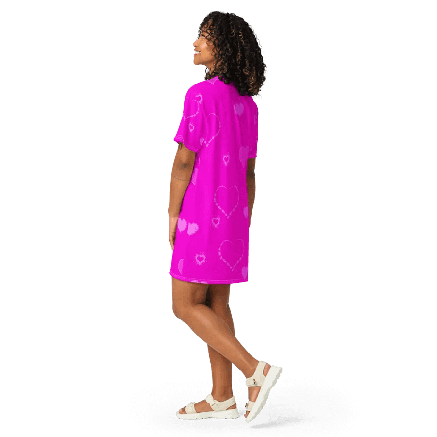 DiesmaHeart Hot Pink Hearts T-Shirt Dress product image (11)