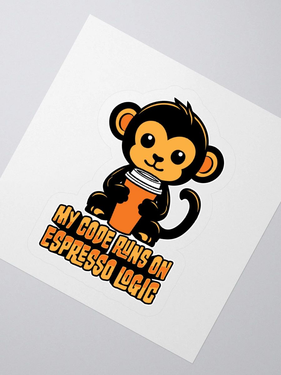 My Code Runs on Espresso Logic – Cute Monkey Design Sticker product image (10)